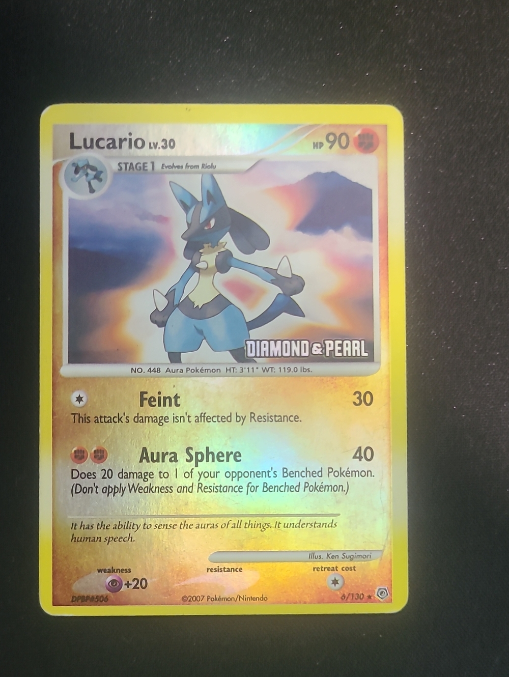 Pokemon Lucario Yellow Holo Diamond & Pearl Trading Card